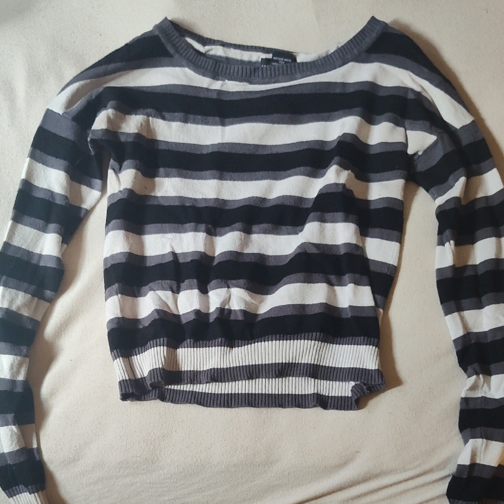 Wet Seal Blue and White Fitted Crop Hoodie